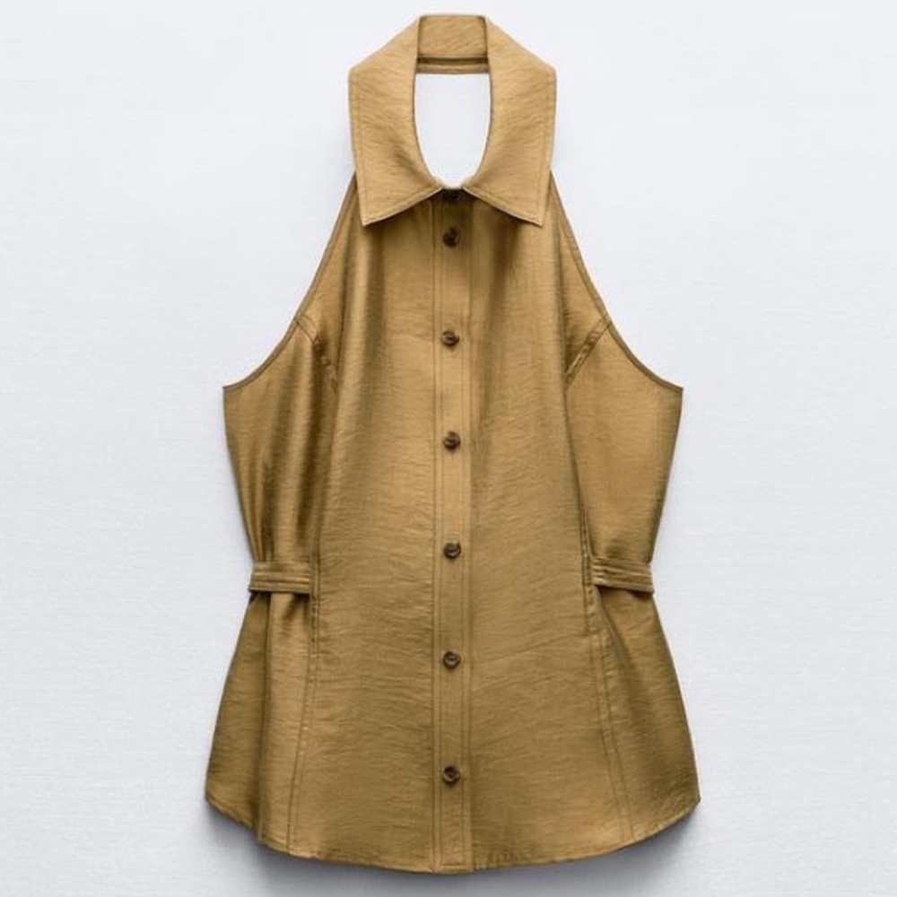 Zara Belted Buckle Halter Top